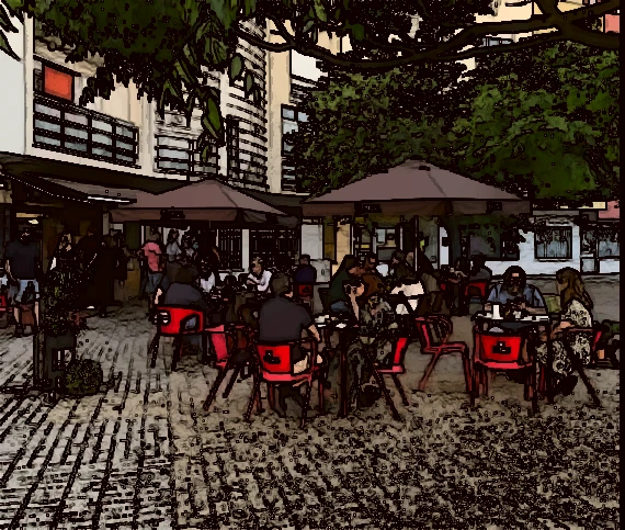 A esplanada da Taverna, ponto de encontro dos amigos